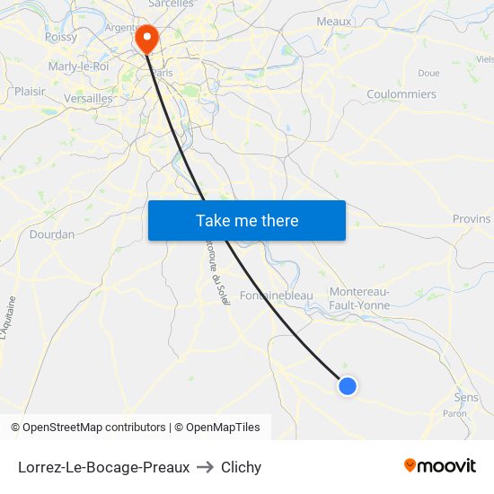 Lorrez-Le-Bocage-Preaux to Clichy map