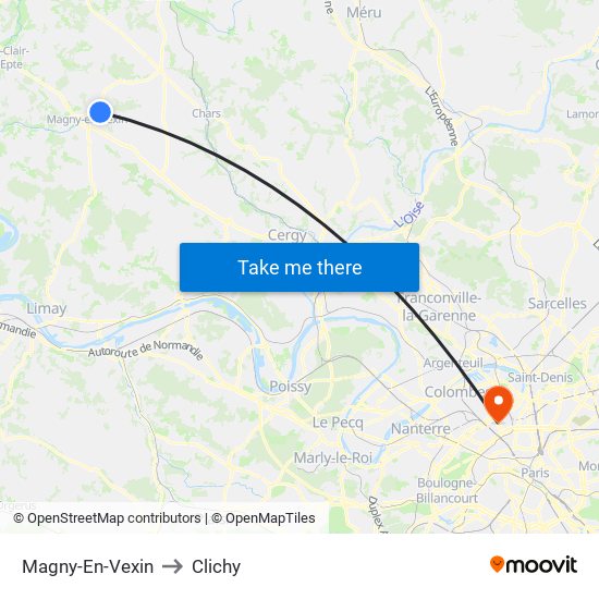 Magny-En-Vexin to Clichy map