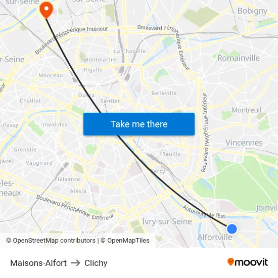 Maisons-Alfort to Clichy map