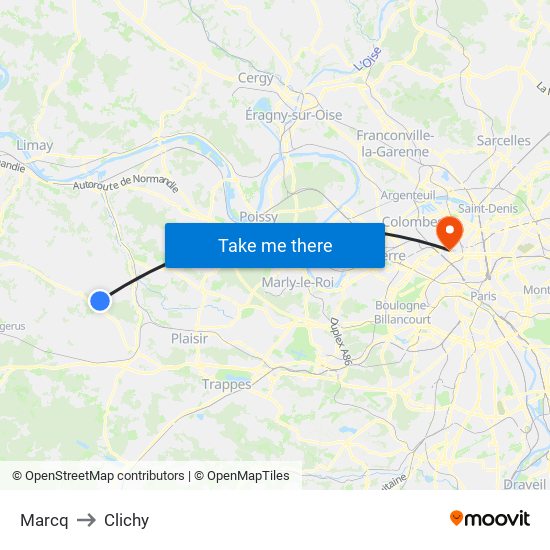 Marcq to Clichy map