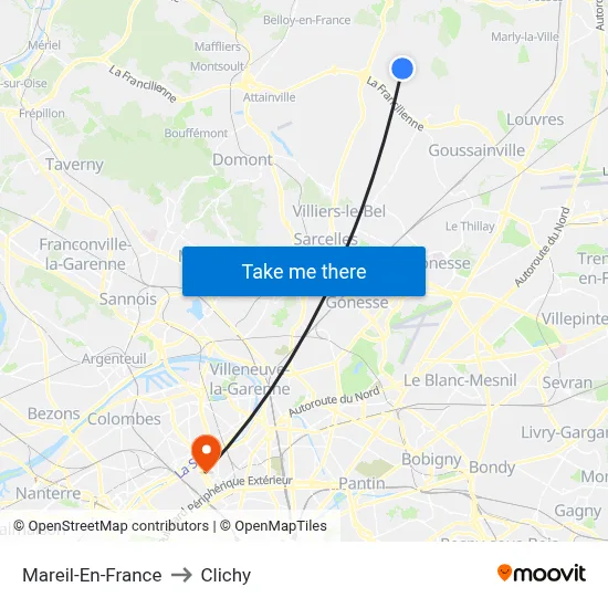 Mareil-En-France to Clichy map