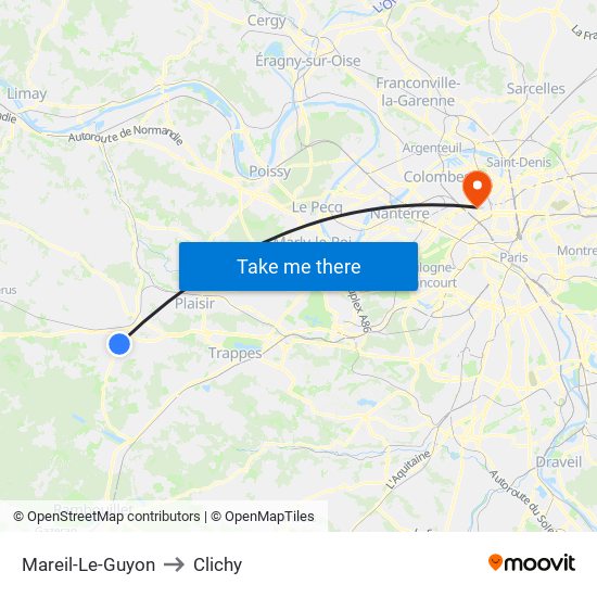 Mareil-Le-Guyon to Clichy map
