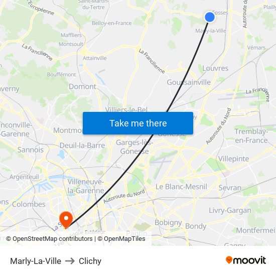 Marly-La-Ville to Clichy map