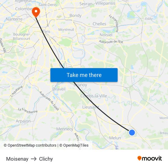 Moisenay to Clichy map