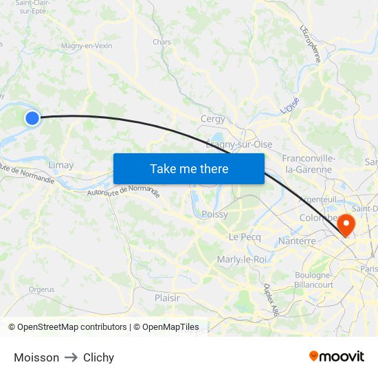 Moisson to Clichy map