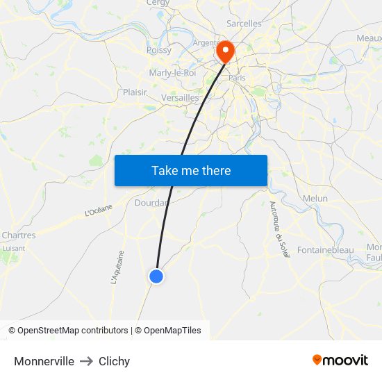 Monnerville to Clichy map