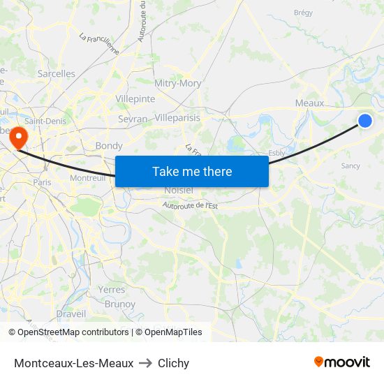 Montceaux-Les-Meaux to Clichy map