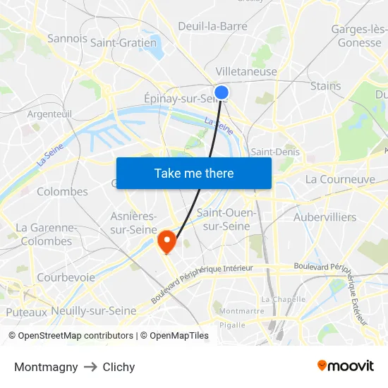 Montmagny to Clichy map