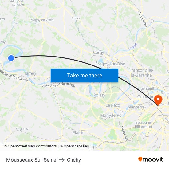 Mousseaux-Sur-Seine to Clichy map