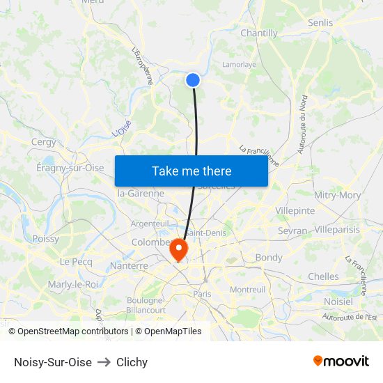 Noisy-Sur-Oise to Clichy map