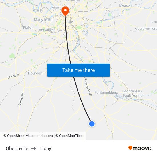 Obsonville to Clichy map