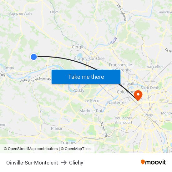 Oinville-Sur-Montcient to Clichy map