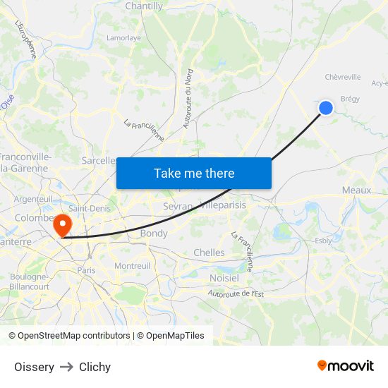 Oissery to Clichy map
