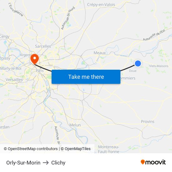 Orly-Sur-Morin to Clichy map