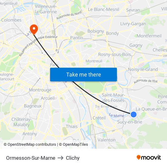 Ormesson-Sur-Marne to Clichy map