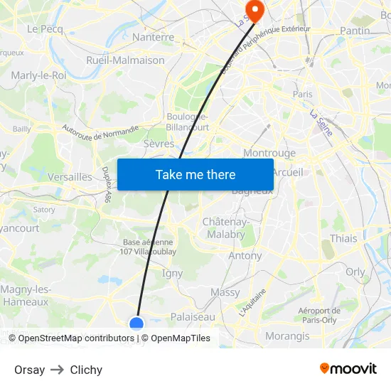 Orsay to Clichy map