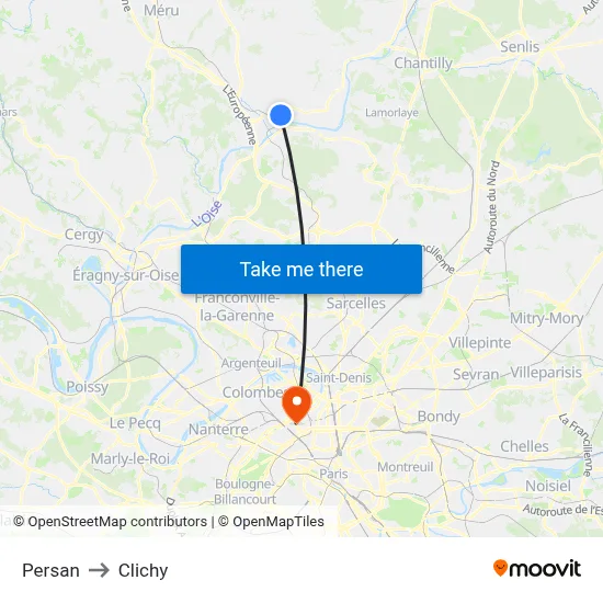 Persan to Clichy map