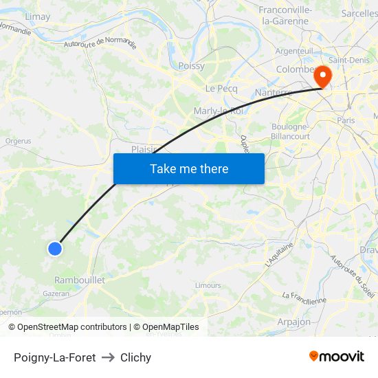 Poigny-La-Foret to Clichy map