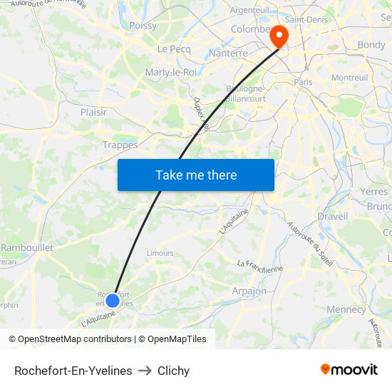 Rochefort-En-Yvelines to Clichy map