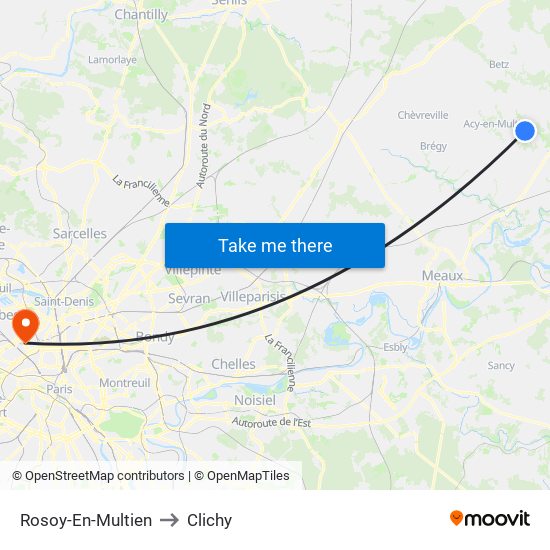 Rosoy-En-Multien to Clichy map