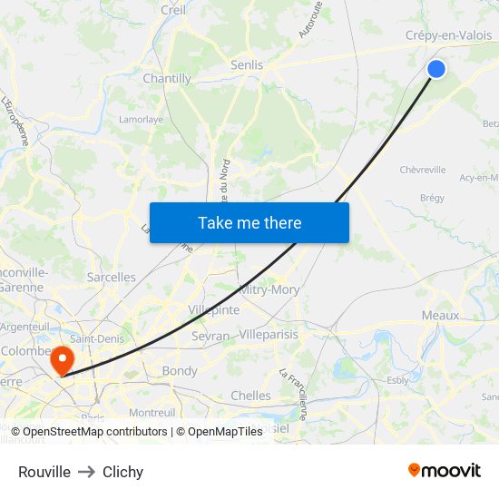 Rouville to Clichy map