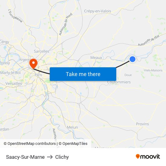 Saacy-Sur-Marne to Clichy map