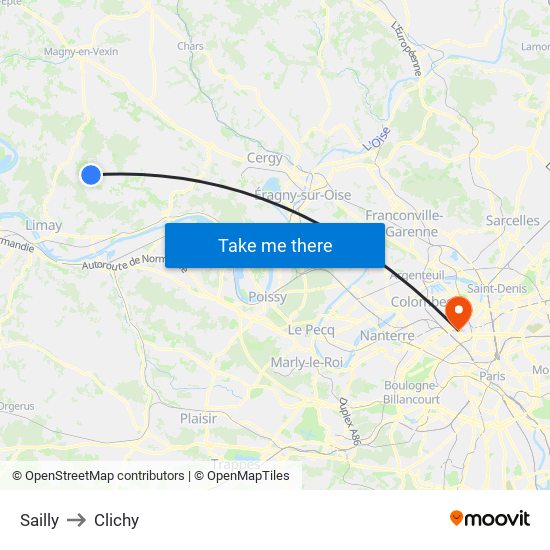 Sailly to Clichy map