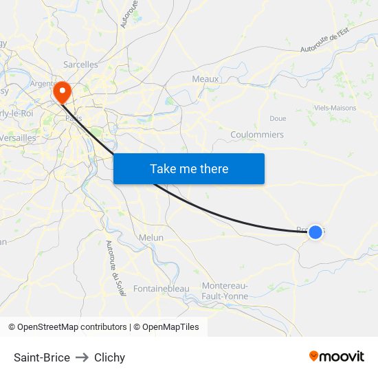 Saint-Brice to Clichy map