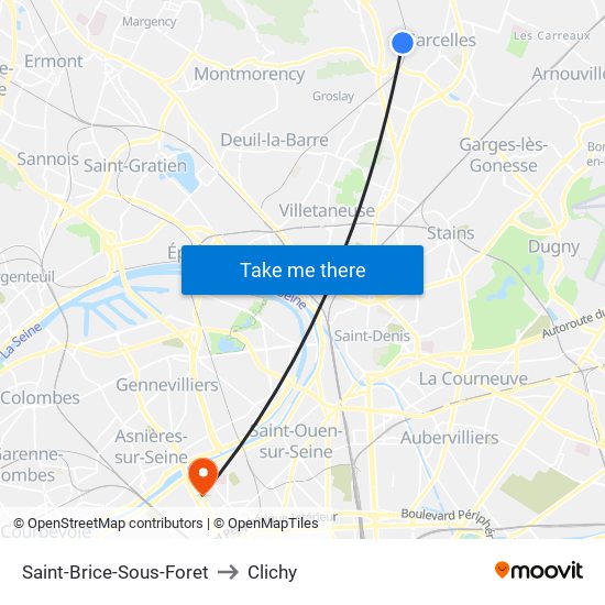 Saint-Brice-Sous-Foret to Clichy map