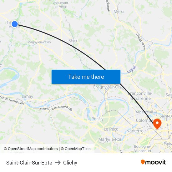 Saint-Clair-Sur-Epte to Clichy map