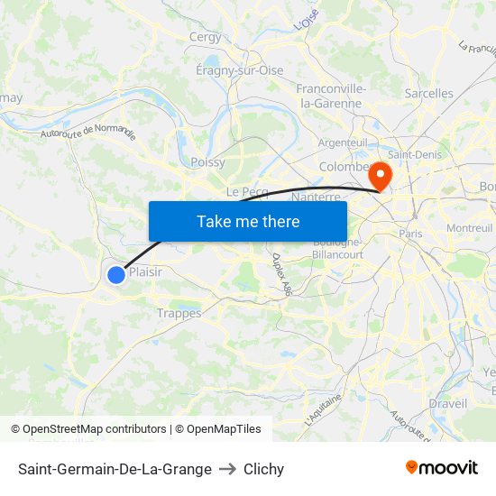 Saint-Germain-De-La-Grange to Clichy map