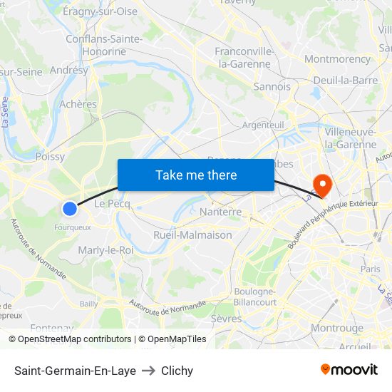 Saint-Germain-En-Laye to Clichy map
