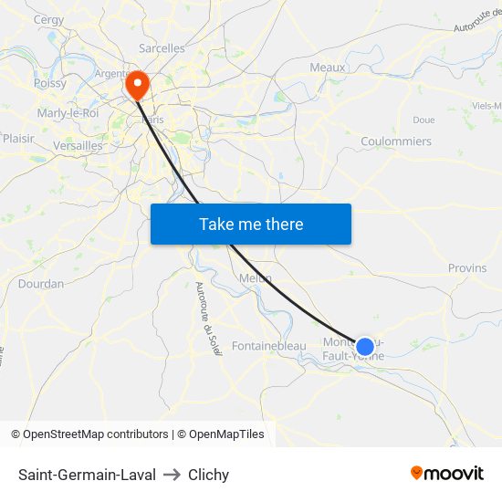 Saint-Germain-Laval to Clichy map
