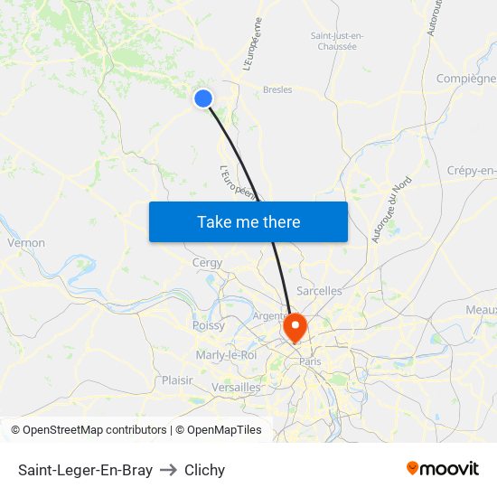 Saint-Leger-En-Bray to Clichy map