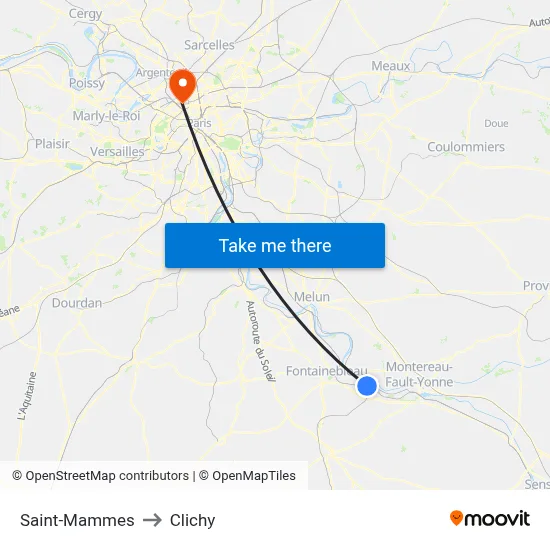 Saint-Mammes to Clichy map
