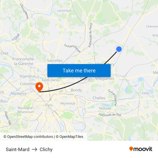 Saint-Mard to Clichy map