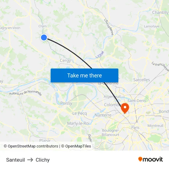 Santeuil to Clichy map