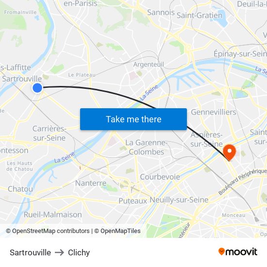 Sartrouville to Clichy map