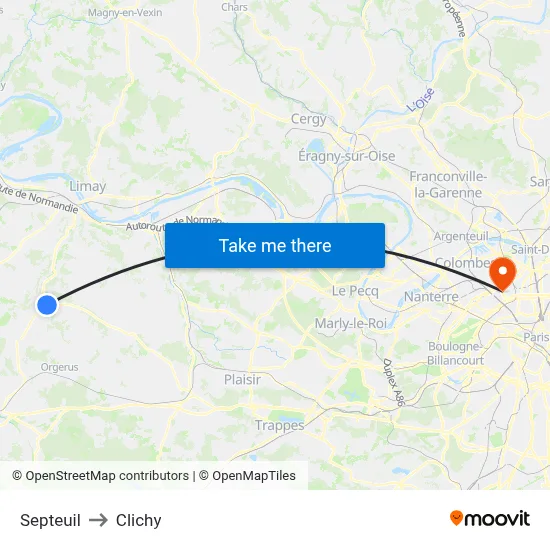 Septeuil to Clichy map