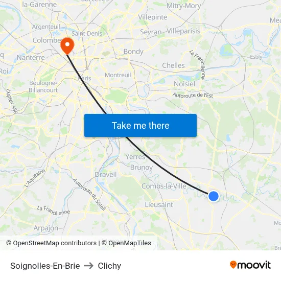Soignolles-En-Brie to Clichy map
