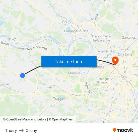 Thoiry to Clichy map