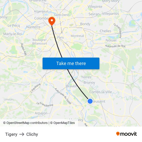 Tigery to Clichy map