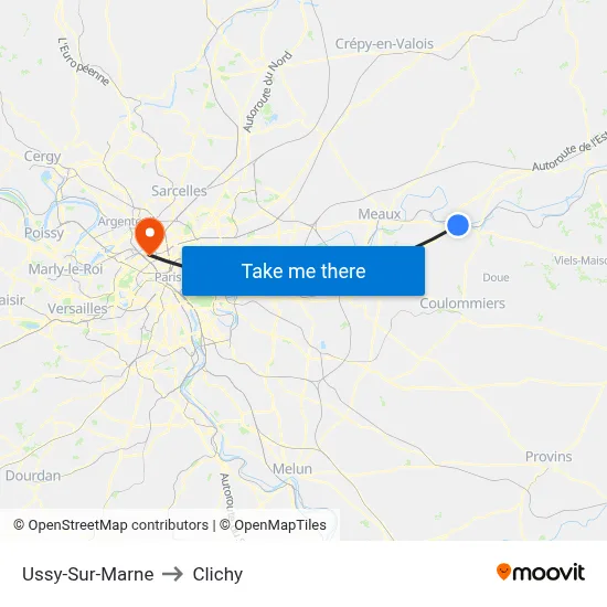Ussy-Sur-Marne to Clichy map