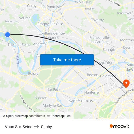 Vaux-Sur-Seine to Clichy map