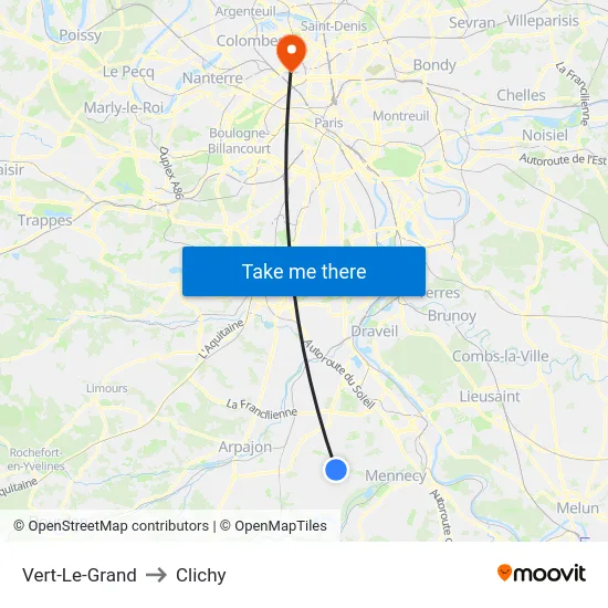 Vert-Le-Grand to Clichy map