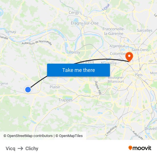 Vicq to Clichy map