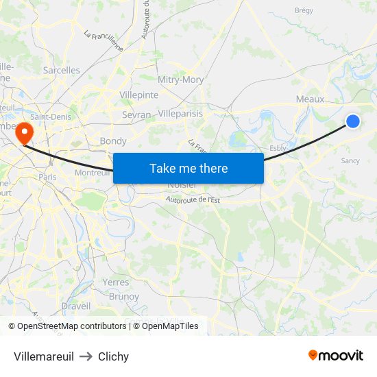 Villemareuil to Clichy map