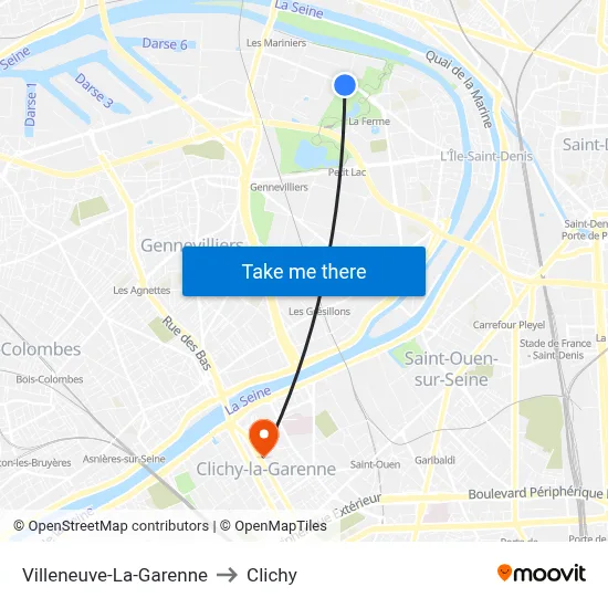 Villeneuve-La-Garenne to Clichy map