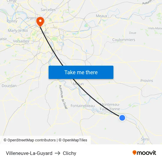 Villeneuve-La-Guyard to Clichy map