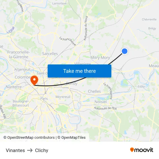 Vinantes to Clichy map